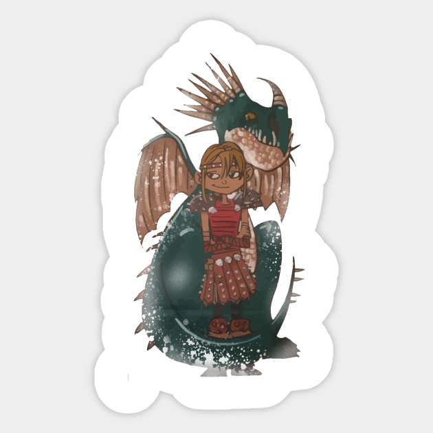 A girl and her dragon Sticker by PlattAttack